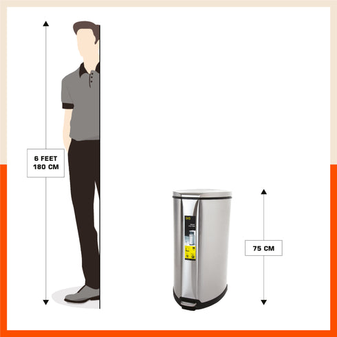 Bathla Silver Stainless Steel Step Bin For Home(35 Ltrs)